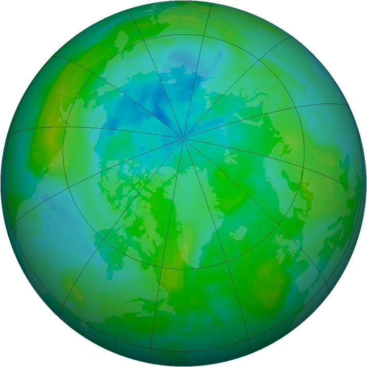 Arctic ozone map for 24 August 1999